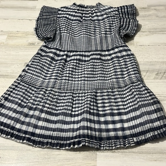 Marie Oliver Silk Blend Tiered Bay Navy and White Dress Size XXS - Picture 6 of 11